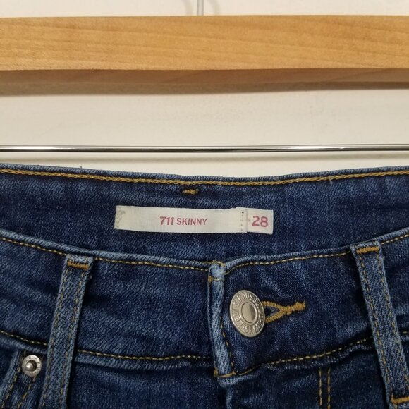 Levi's 711 Skinny Stretch Distressed Jeans Blue Size 28 - Picture 3 of 6